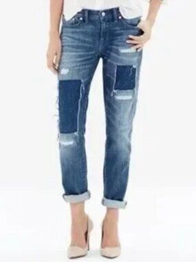 Madewell Slim Boyjean Patch Jeans Sz 24